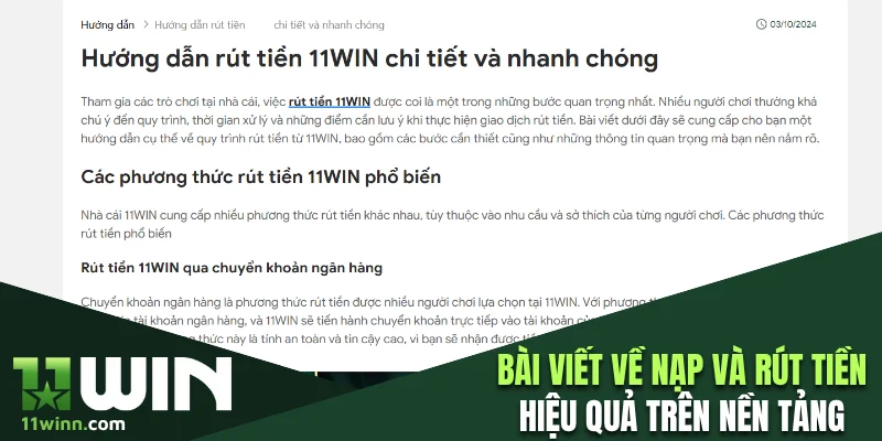 Bài viết về nạp và rút tiền hiệu quả trên nền tảng
