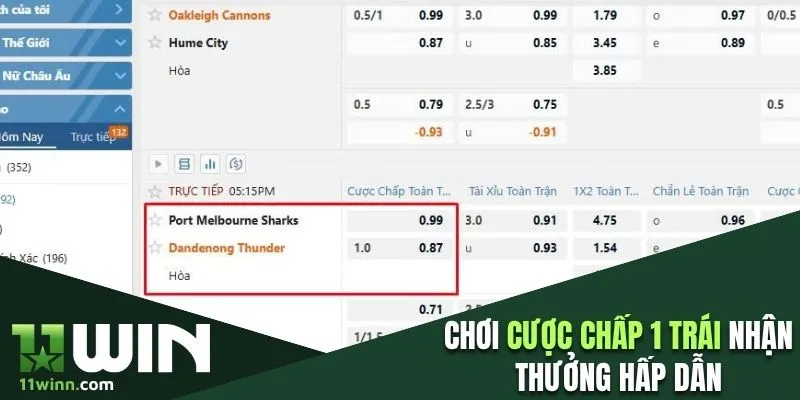 Cược chấp 1 trái được áp dụng mức thưởng không thấp