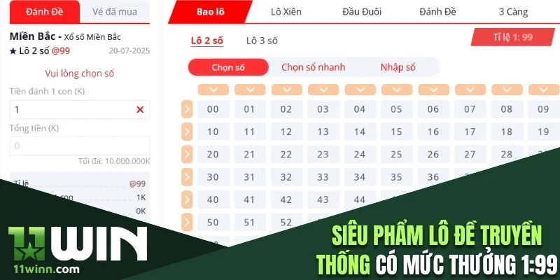 Siêu phẩm lô đề truyền thống có mức thưởng 1:99