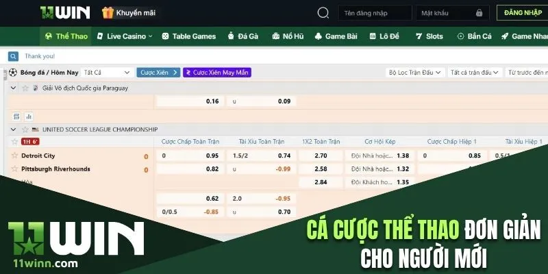 Thao tác đặt cược tại sảnh đơn giản