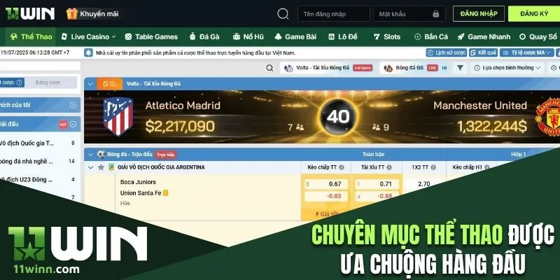 Thể thao 11WIN được ưa chuộng