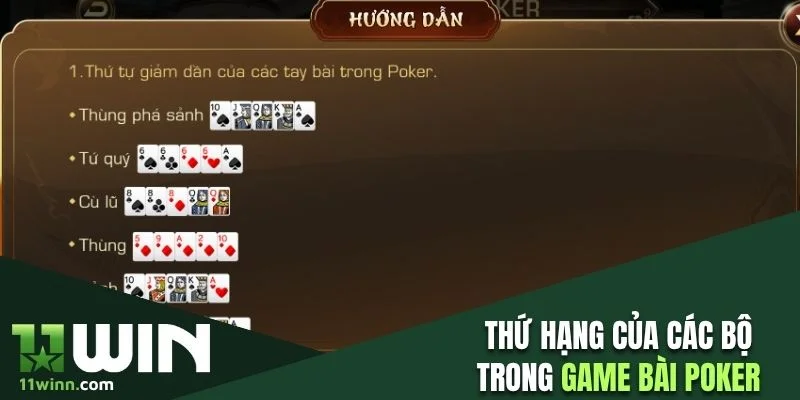Thứ hạng của các bộ trong game bài Poker