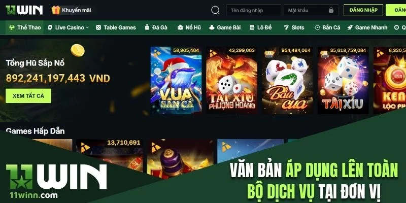 Văn bản áp dụng lên toàn bộ dịch vụ tại đơn vị