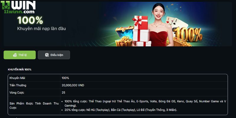 Điều kiện bắt buộc để nhận khuyến mãi 11Win