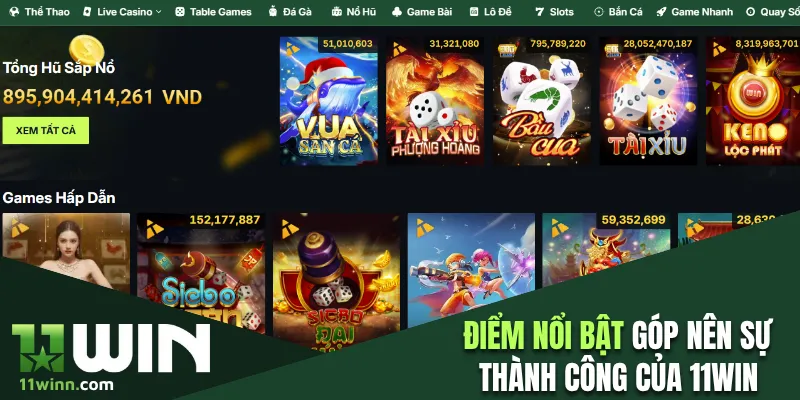 Điểm nổi bật góp nên sự thành công của 11Win